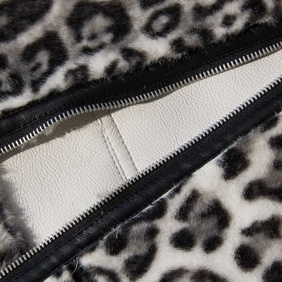 Black And White Casual Women's Mink Faux Leather coat Jacket - Picture 7 of 7